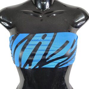 Women's Nike Bandeau Top Blue & Black Print Athletic Wear Size XS
